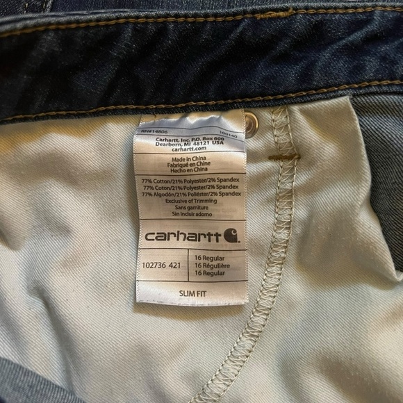 Carhartt Layton Slim Fit Boot Cut Dark Wash Denim Jeans Women’s Size 16 - Picture 7 of 16